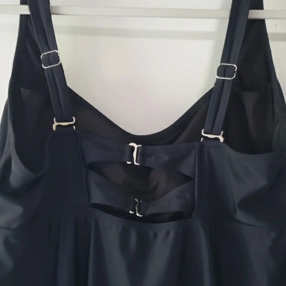 Aqua Eve Tankini Top Babydoll Womens 18W Black Minimalist Classic Modest Neutral - Picture 7 of 16